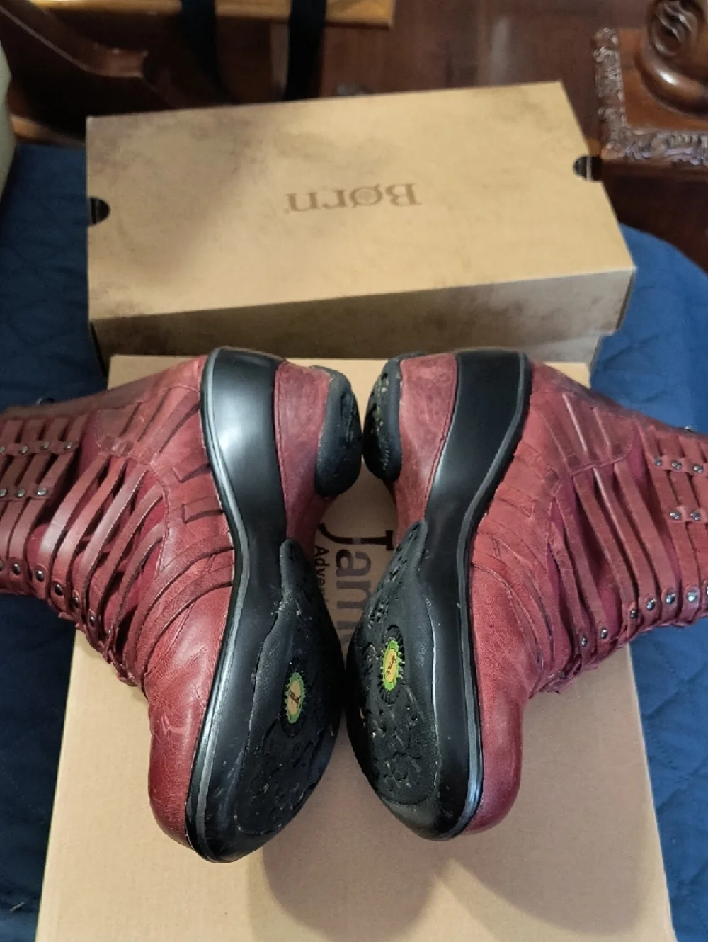 Jambu Burgundy Candy Wedge Ankle Boots - Picture 3 of 8